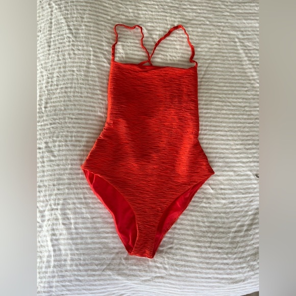 Mara Hoffman Olympia One-Piece Swimsuit – S – Poppy Red, Chic & Sustainable - Picture 4 of 7